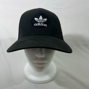 Adidas Black Mesh Trucker Hat Baseball Cap Trefoil Logo Adjustable Strap